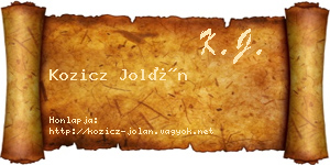 Kozicz Jolán névjegykártya
