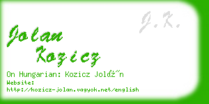 jolan kozicz business card